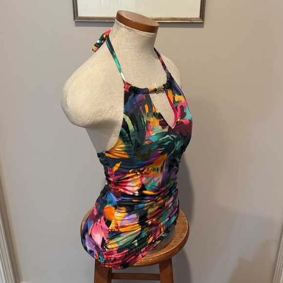 NWT!! Ralph Lauren Black Label - Halter High Neck Tankini Swim Top - Multi - 4 - Picture 4 of 8